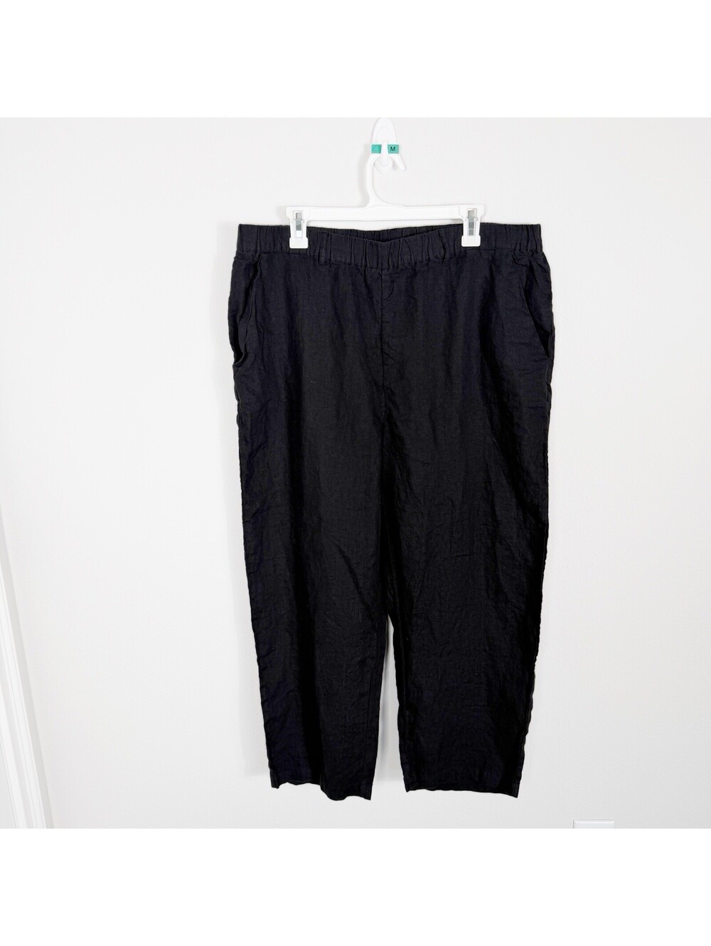 Quince Women’s 100% European Linen Wide Leg Pant - Black Size XL Lagenlook
